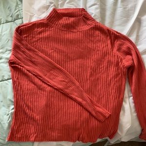 Coral mock neck top